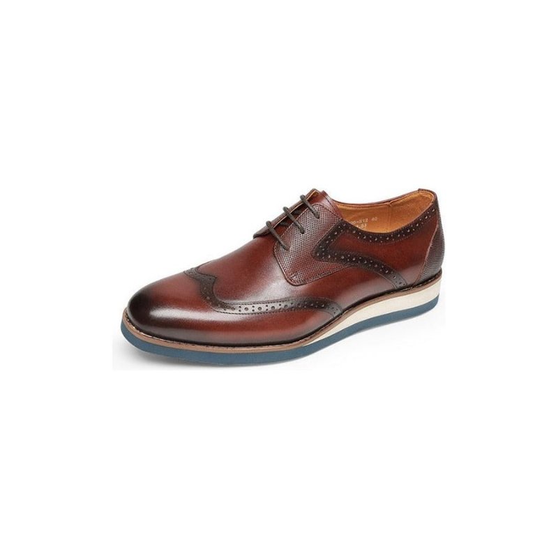 Formele Schoenen Heren Exotische Getextureerde Oxford-casual Met Vleugeltip - Koffie