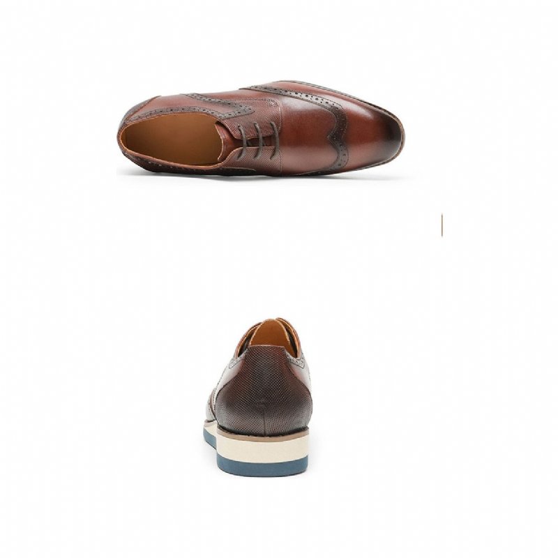 Formele Schoenen Heren Exotische Getextureerde Oxford-casual Met Vleugeltip - Koffie