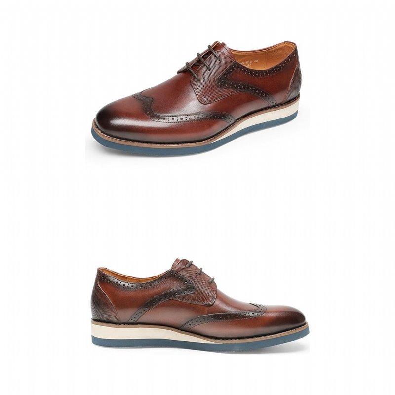 Formele Schoenen Heren Exotische Getextureerde Oxford-casual Met Vleugeltip - Koffie