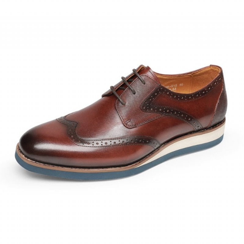 Formele Schoenen Heren Exotische Getextureerde Oxford-casual Met Vleugeltip - Koffie