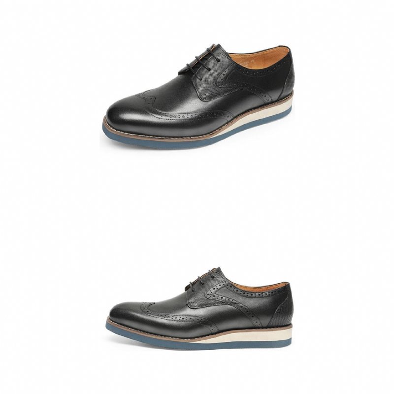 Formele Schoenen Heren Exotische Getextureerde Oxford-casual Met Vleugeltip - Zwart