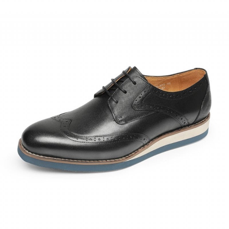 Formele Schoenen Heren Exotische Getextureerde Oxford-casual Met Vleugeltip - Zwart