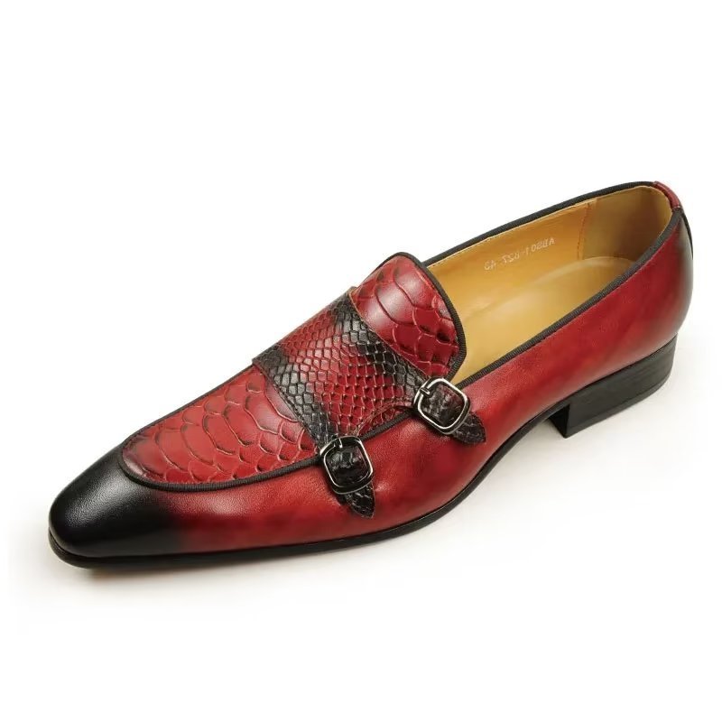 Formele Schoenen Heren Exotische Instaploafers Met Metalen Neus - Rood