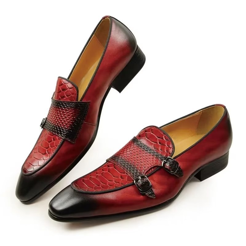 Formele Schoenen Heren Exotische Instaploafers Met Metalen Neus - Rood