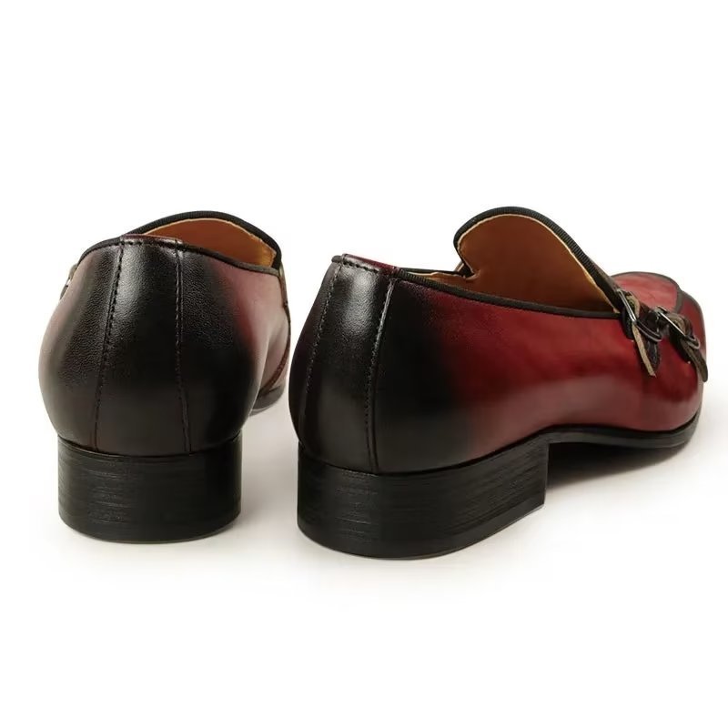 Formele Schoenen Heren Exotische Instaploafers Met Metalen Neus - Rood