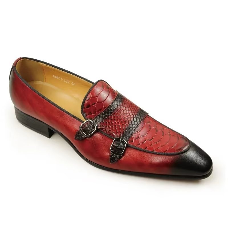 Formele Schoenen Heren Exotische Instaploafers Met Metalen Neus - Rood