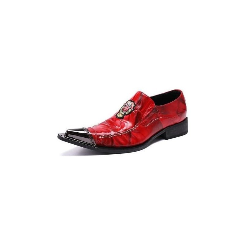 Formele Schoenen Heren Exotische Loafers Met Puntige Neus - Rood