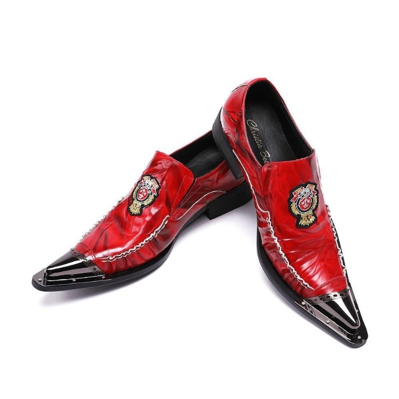 Formele Schoenen Heren Exotische Loafers Met Puntige Neus - Rood