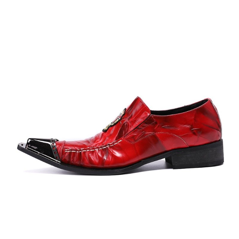 Formele Schoenen Heren Exotische Loafers Met Puntige Neus - Rood