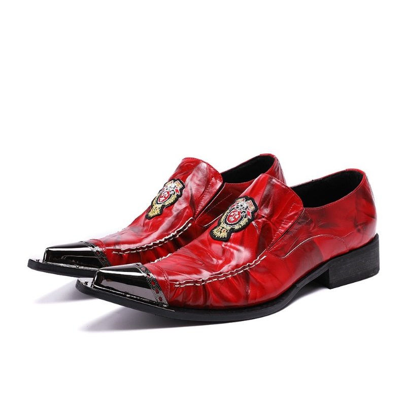 Formele Schoenen Heren Exotische Loafers Met Puntige Neus - Rood