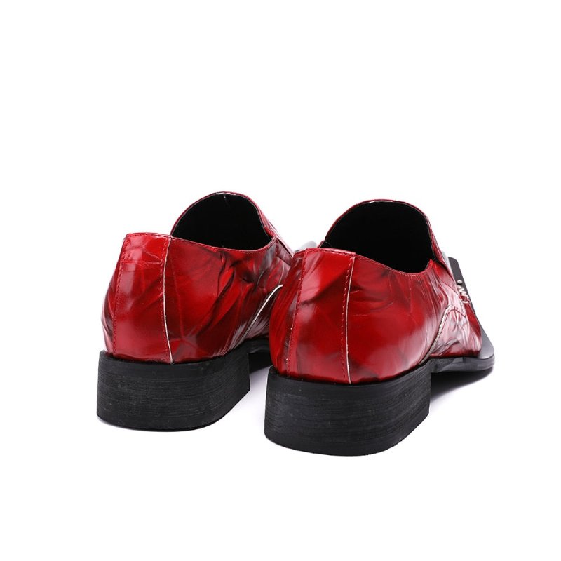 Formele Schoenen Heren Exotische Loafers Met Puntige Neus - Rood