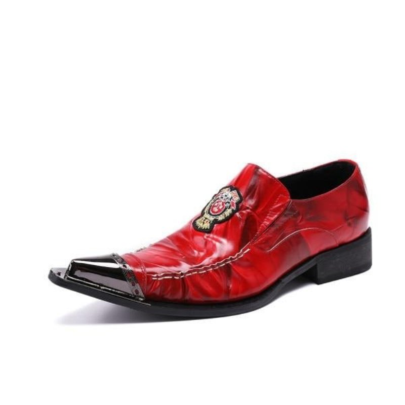 Formele Schoenen Heren Exotische Loafers Met Puntige Neus - Rood