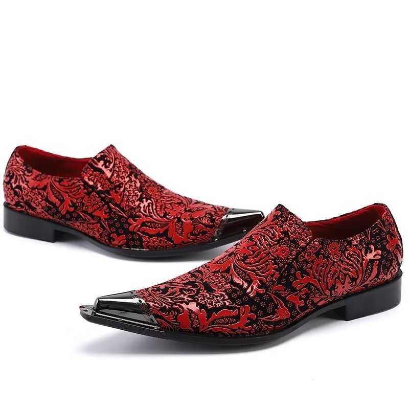 Formele Schoenen Heren Exotische Luxe Instappers Leer Elegante Kleding - Rood