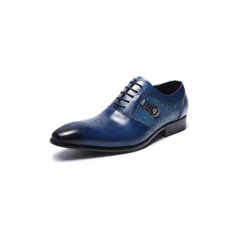 Formele Schoenen Heren Exotische Oxford-brogue-casual Met Veters - Blauw