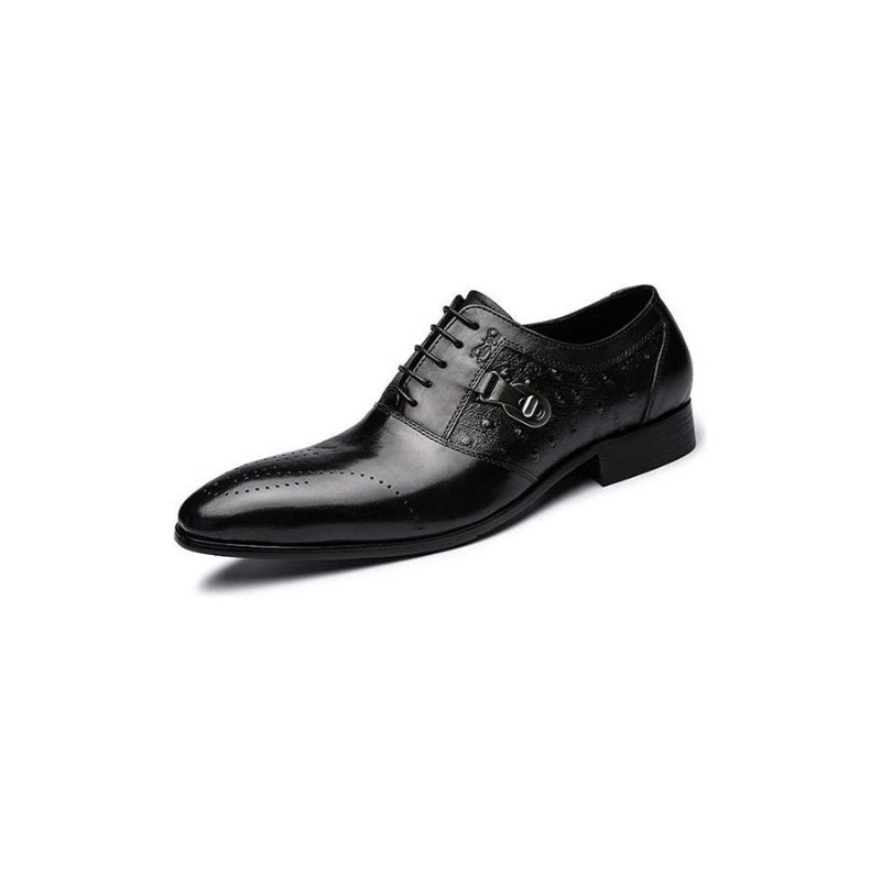 Formele Schoenen Heren Exotische Oxford-brogue-casual Met Veters - Zwart