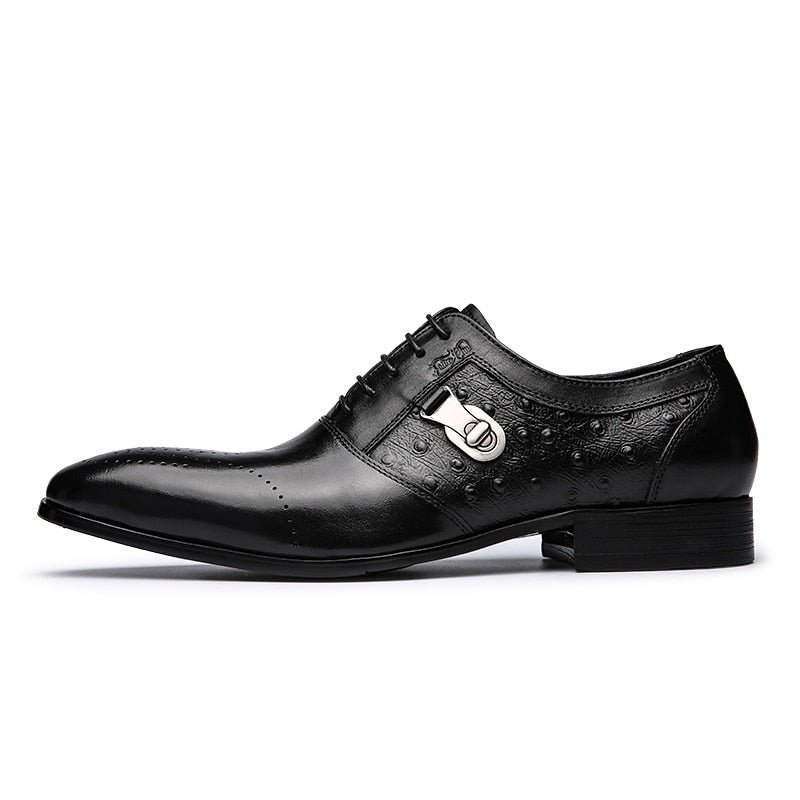 Formele Schoenen Heren Exotische Oxford-brogue-casual Met Veters - Zwart