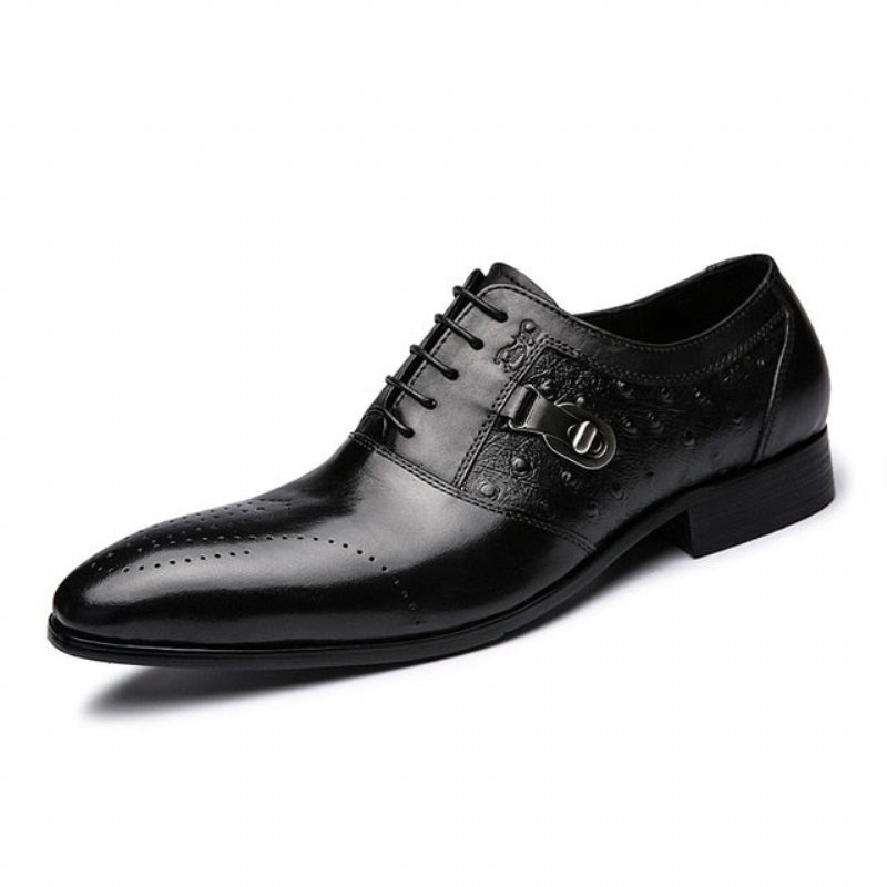 Formele Schoenen Heren Exotische Oxford-brogue-casual Met Veters - Zwart