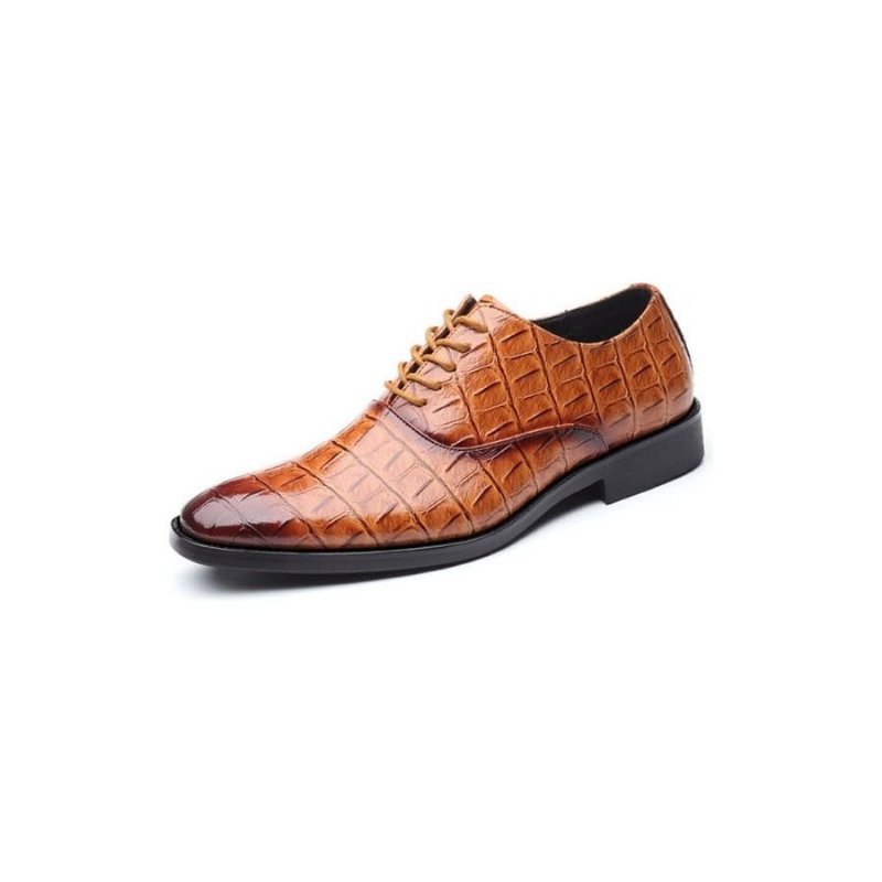 Formele Schoenen Heren Glanzende Exotische Puntige Oxfords-kledingschoenen - Bruin