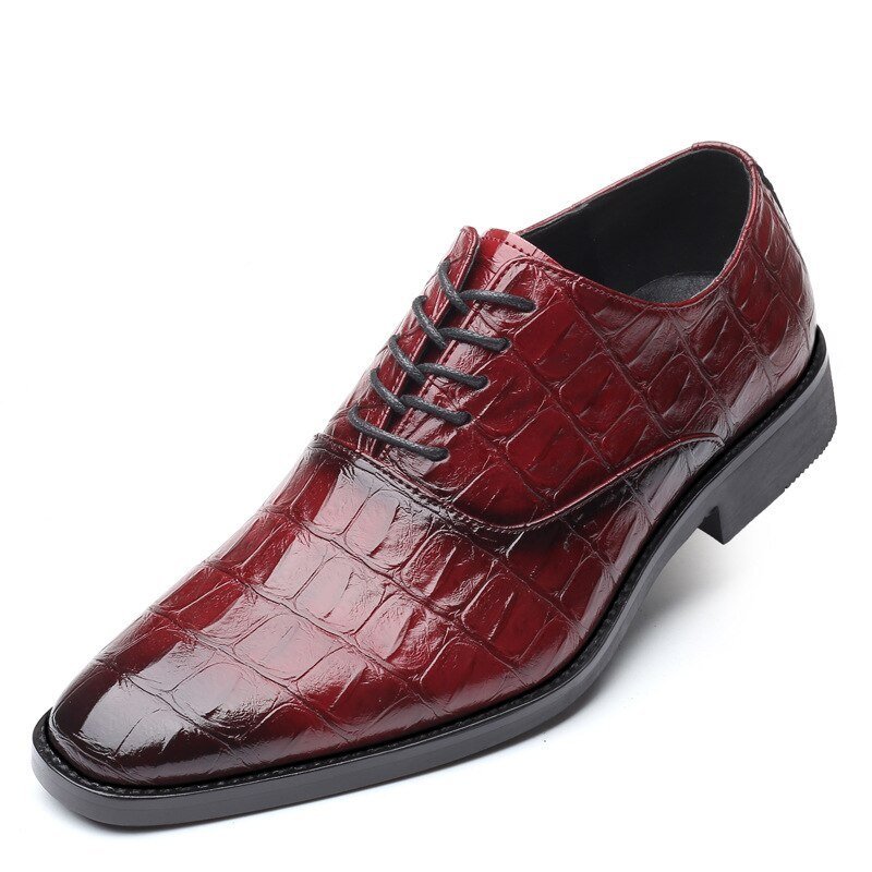 Formele Schoenen Heren Glanzende Exotische Puntige Oxfords-kledingschoenen - Rood