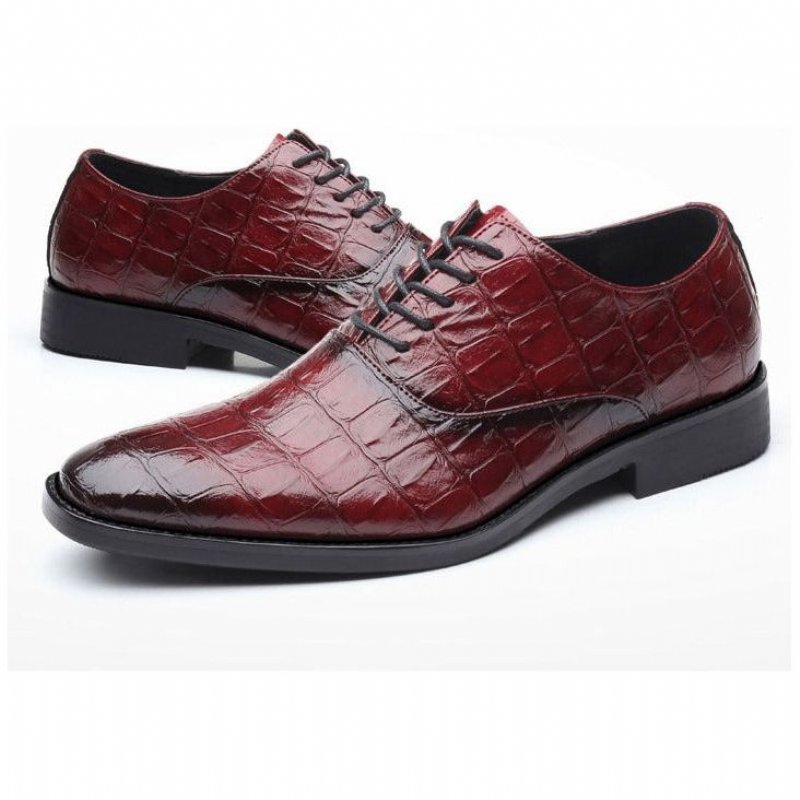 Formele Schoenen Heren Glanzende Exotische Puntige Oxfords-kledingschoenen - Rood