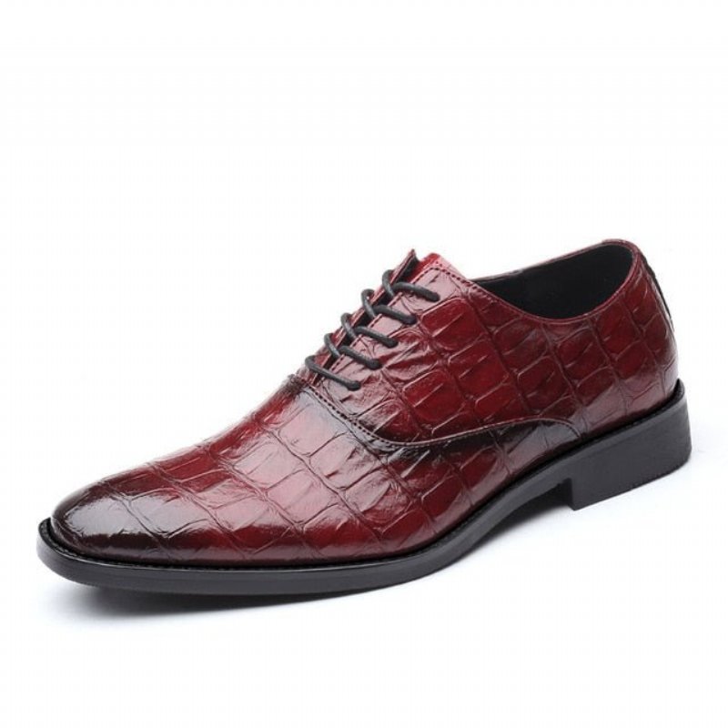 Formele Schoenen Heren Glanzende Exotische Puntige Oxfords-kledingschoenen - Rood