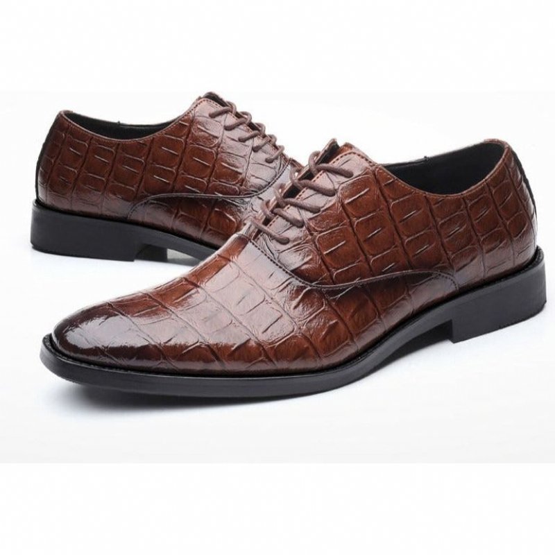 Formele Schoenen Heren Glanzende Exotische Puntige Oxfords-kledingschoenen - Koffie