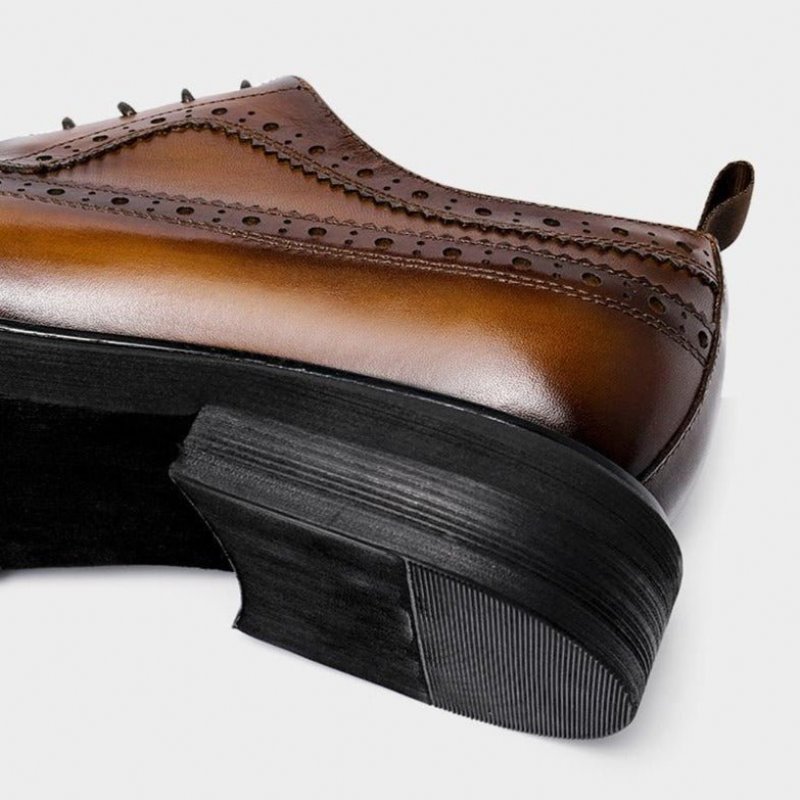 Formele Schoenen Heren Lederen Brogues Met Veters - Bruin