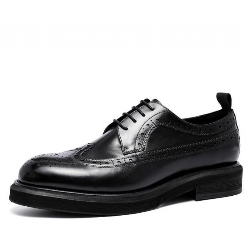 Formele Schoenen Heren Lederen Brogues Met Veters - Zwart