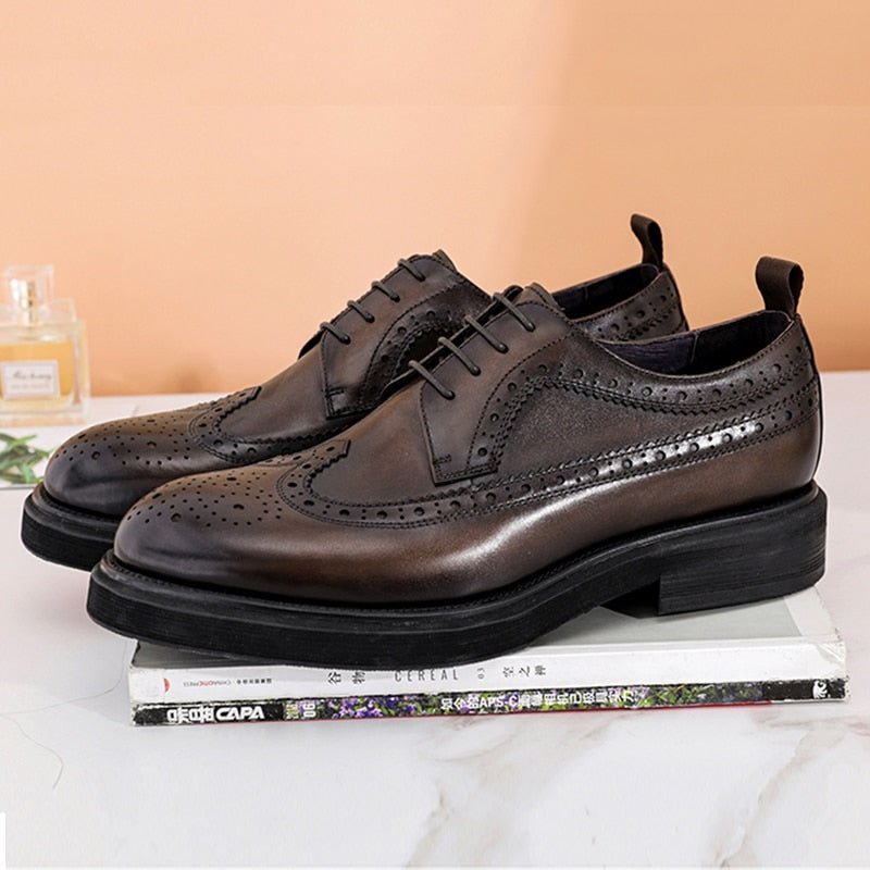 Formele Schoenen Heren Lederen Brogues Met Veters - Koffie