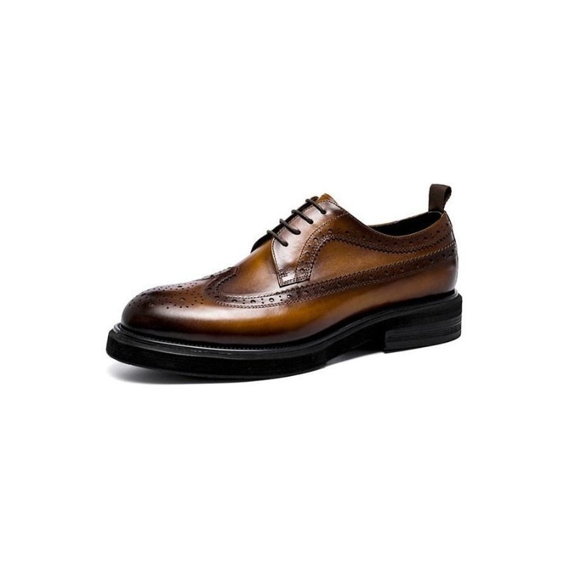 Formele Schoenen Heren Lederen Brogues Met Veters - Bruin