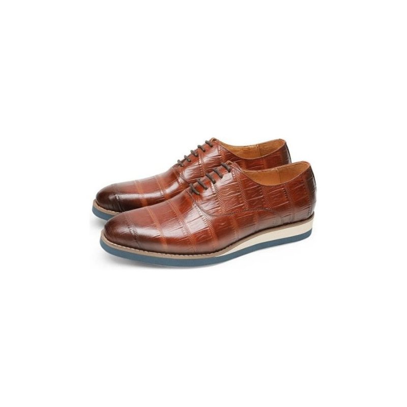 Formele Schoenen Heren Leren Alligator-platform Brogue-schoenen - Koffie