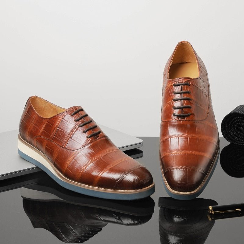 Formele Schoenen Heren Leren Alligator-platform Brogue-schoenen - Koffie