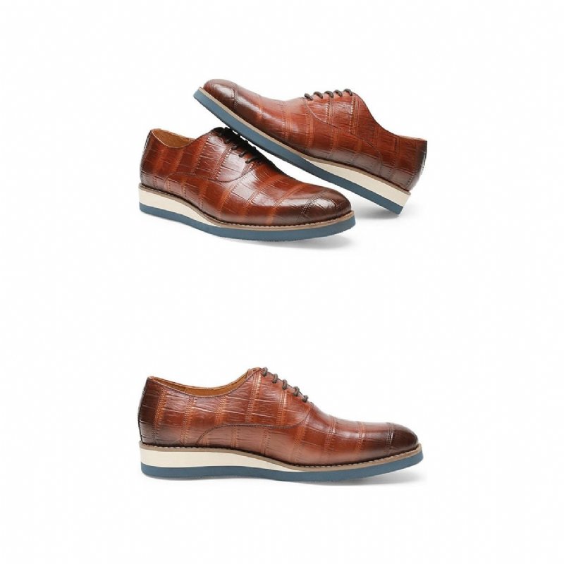 Formele Schoenen Heren Leren Alligator-platform Brogue-schoenen - Koffie