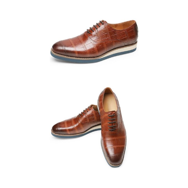 Formele Schoenen Heren Leren Alligator-platform Brogue-schoenen - Koffie