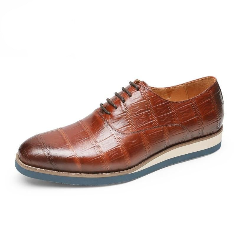 Formele Schoenen Heren Leren Alligator-platform Brogue-schoenen - Koffie