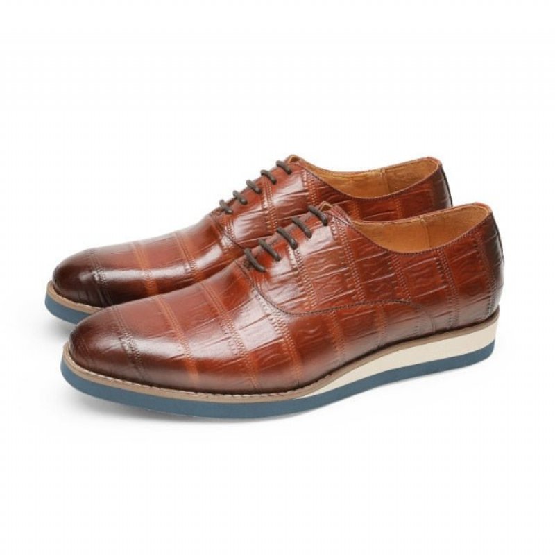 Formele Schoenen Heren Leren Alligator-platform Brogue-schoenen - Koffie