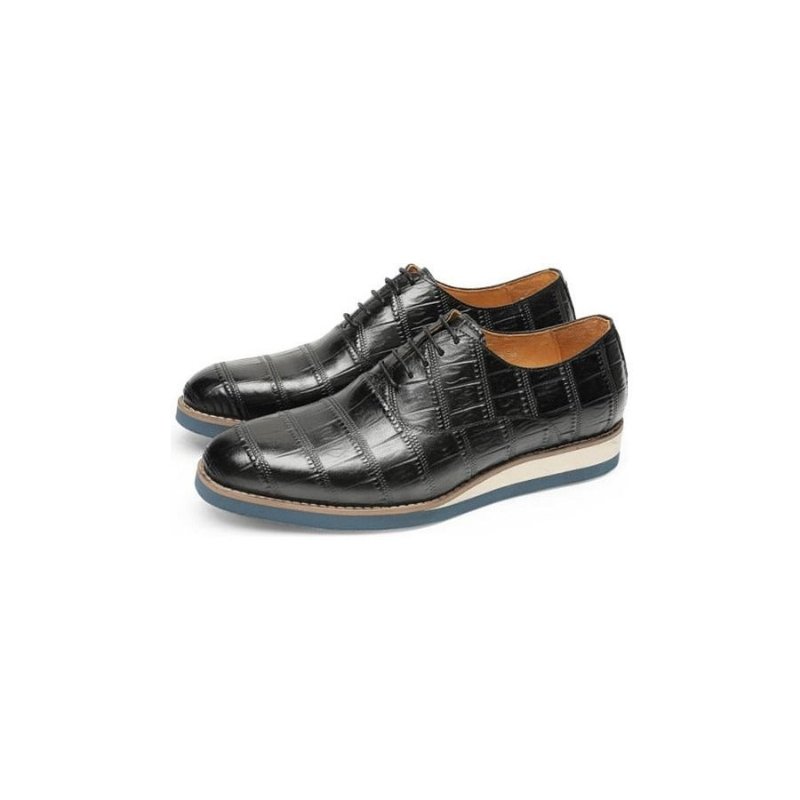 Formele Schoenen Heren Leren Alligator-platform Brogue-schoenen - Zwart