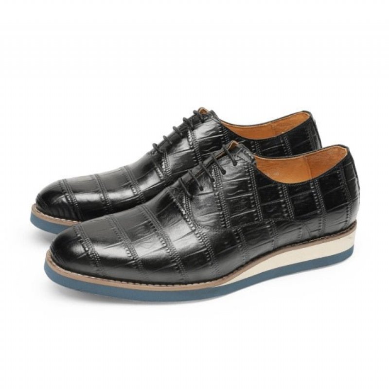 Formele Schoenen Heren Leren Alligator-platform Brogue-schoenen - Zwart