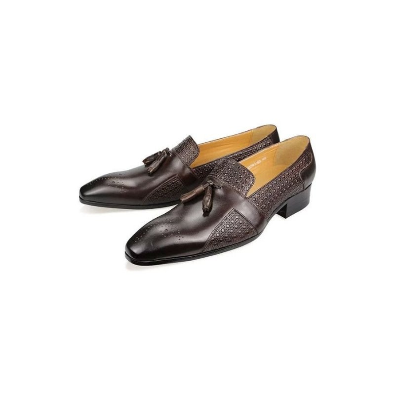 Formele Schoenen Heren Leren Brogue Oxford-bruiloftloafers - Koffie