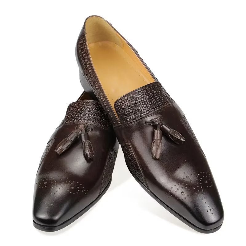 Formele Schoenen Heren Leren Brogue Oxford-bruiloftloafers - Koffie