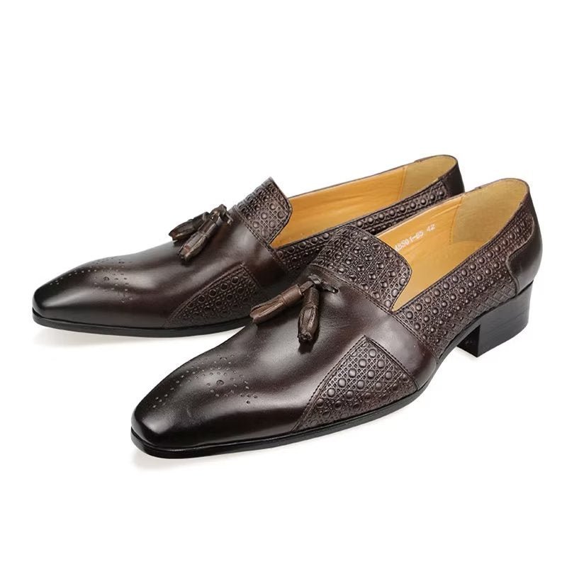 Formele Schoenen Heren Leren Brogue Oxford-bruiloftloafers - Koffie