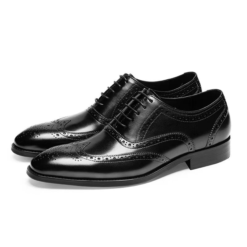 Formele Schoenen Heren Leren Brogues Met Veters - Zwart