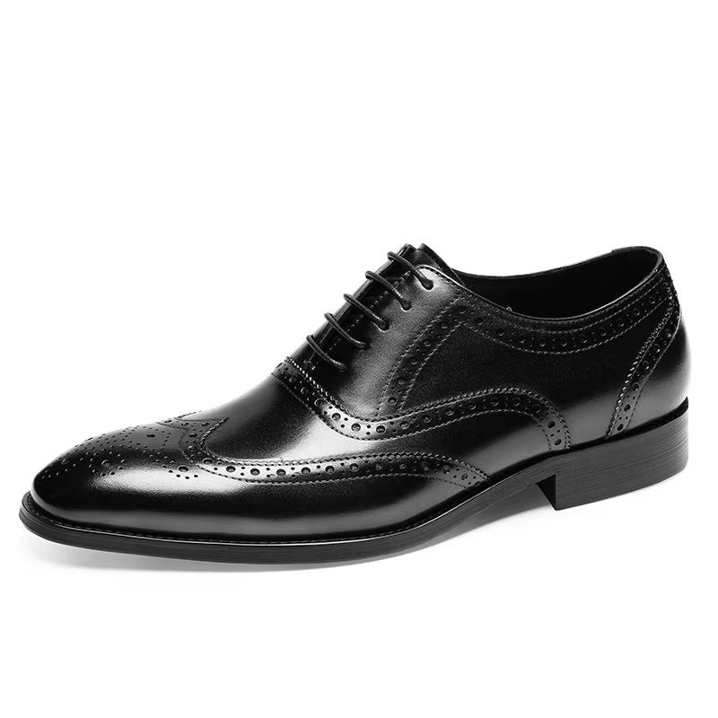 Formele Schoenen Heren Leren Brogues Met Veters - Zwart