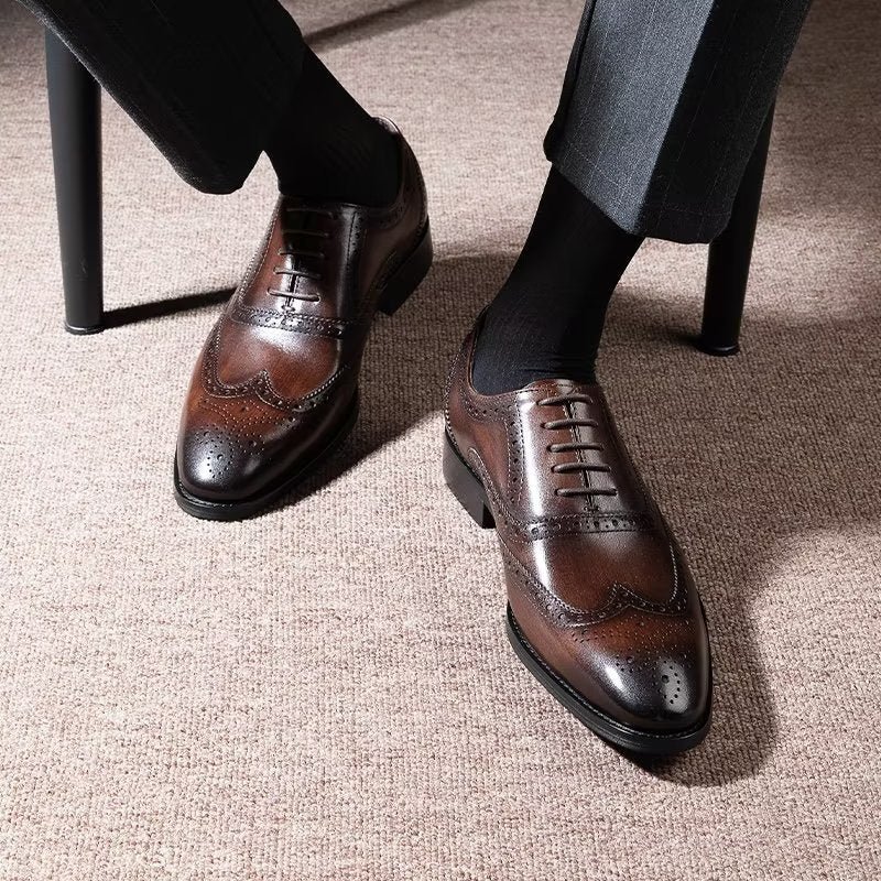 Formele Schoenen Heren Leren Brogues Met Veters - Koffie