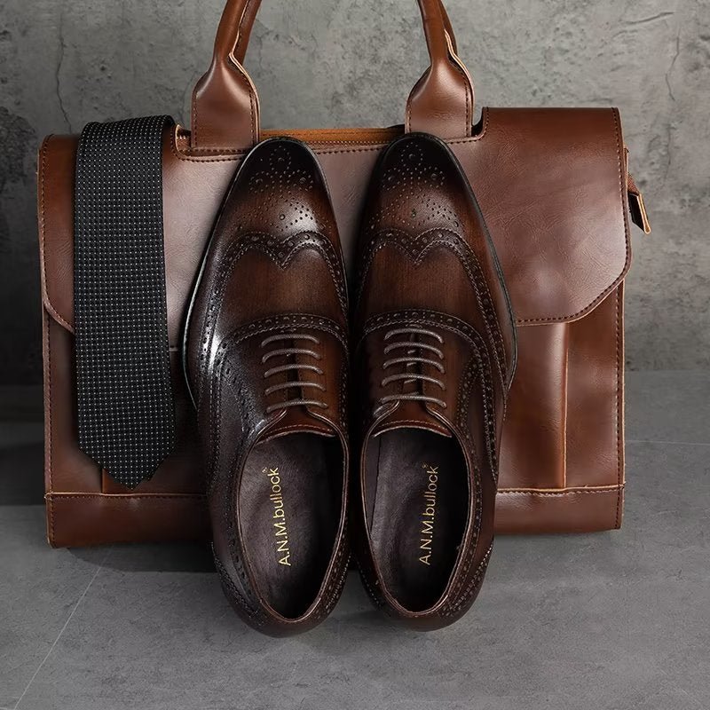 Formele Schoenen Heren Leren Brogues Met Veters - Koffie