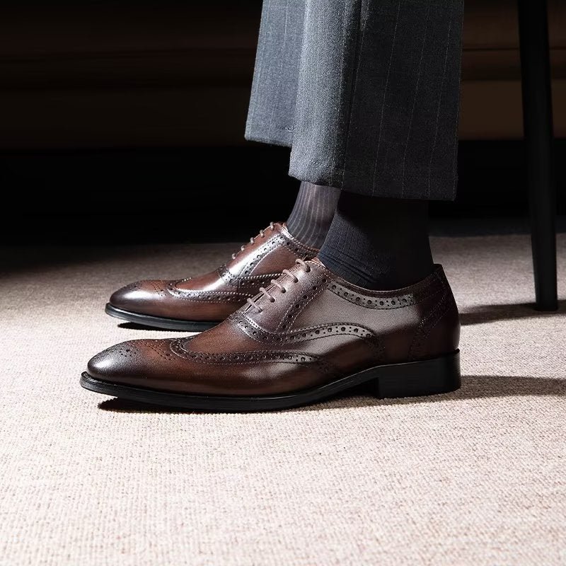 Formele Schoenen Heren Leren Brogues Met Veters - Koffie