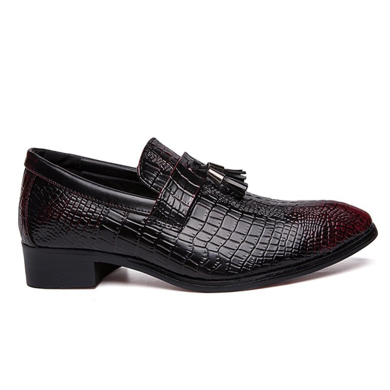 Formele Schoenen Heren Leren Chique Zakelijke Loafers - Rood