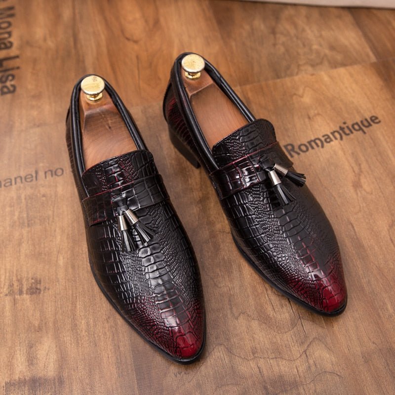 Formele Schoenen Heren Leren Chique Zakelijke Loafers - Rood