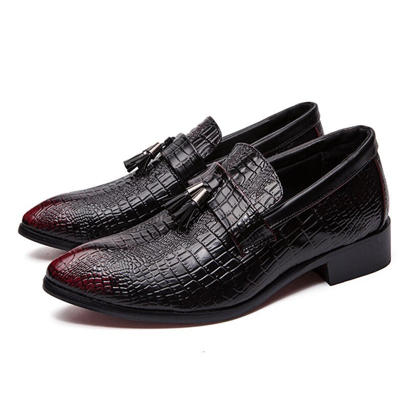 Formele Schoenen Heren Leren Chique Zakelijke Loafers - Rood