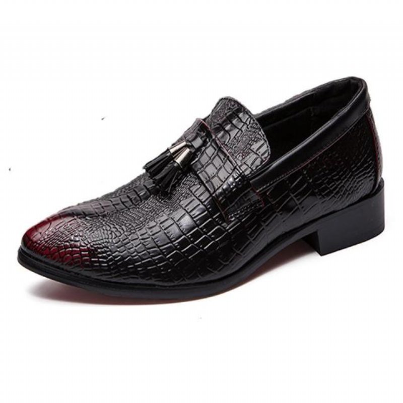 Formele Schoenen Heren Leren Chique Zakelijke Loafers - Rood